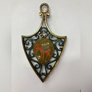 Vintage Israel Oppenheim Trivet Donkey With Fruit Enamel and Brass Home Decor
